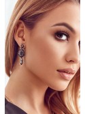 Black hanging earrings with zircons BZI062 - Online store - Boutique